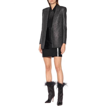 Ostrich Feather Trimmed Satin Boots