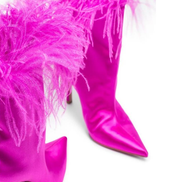 Ostrich Feather Trimmed Satin Boots