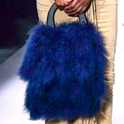 Feather handbag faux fur 'tails' with wood arch handle