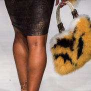 Tiger Marabou Feather Faux Fur Handbag