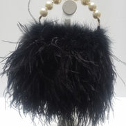 Ostrich Feather Purse with Pearl Beaded Handle