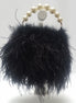 Ostrich Feather Purse with Pearl Beaded Handle
