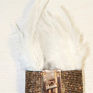 Feather and Crystal Lock Cuff Bracelet