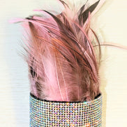 Feather and Crystal Lock Cuff Bracelet
