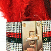 Feather and Crystal Lock Cuff Bracelet
