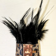 Feather and Crystal Lock Cuff Bracelet