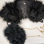 Faux Fur Feather Shrug and Clutch Set