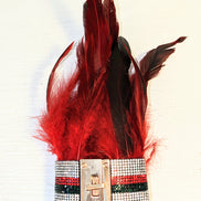 Feather and Crystal Lock Cuff Bracelet