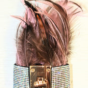 Feather and Crystal Lock Cuff Bracelet
