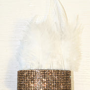 Feather and Crystal Lock Cuff Bracelet